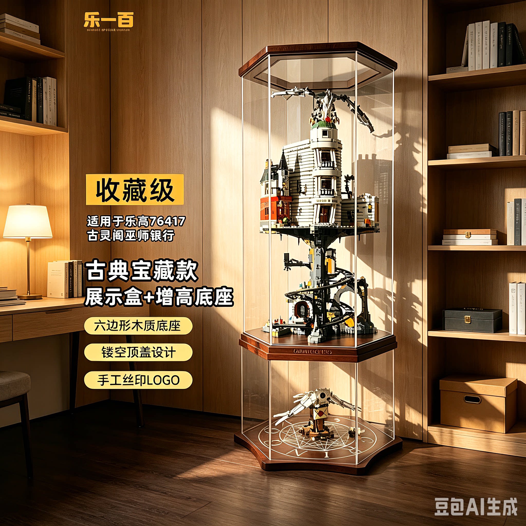 乐一百适用乐高古灵阁展示盒哈利波特76417积木收纳防尘罩亚克力图片