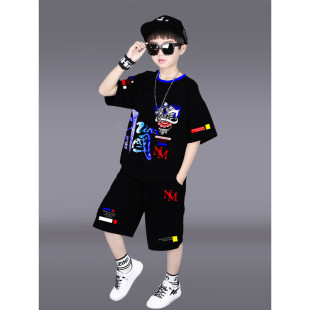 男童夏装短袖T恤2026新款中大童套装男孩夏季童装儿童衣服国潮