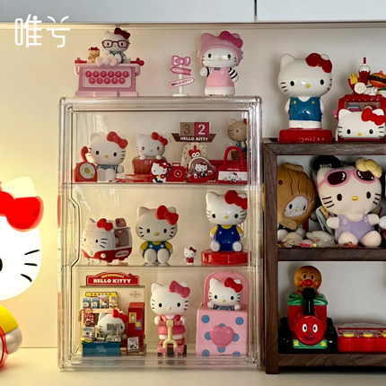 HelloKitty展示盒KT凯蒂猫盲盒收纳展示架挂墙亚克力防尘手办摆件
