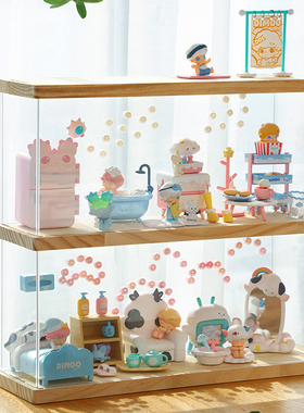 dimoo宅宅手办盒盲盒收纳展示架泡泡玛特透明立牌公仔积木展示柜