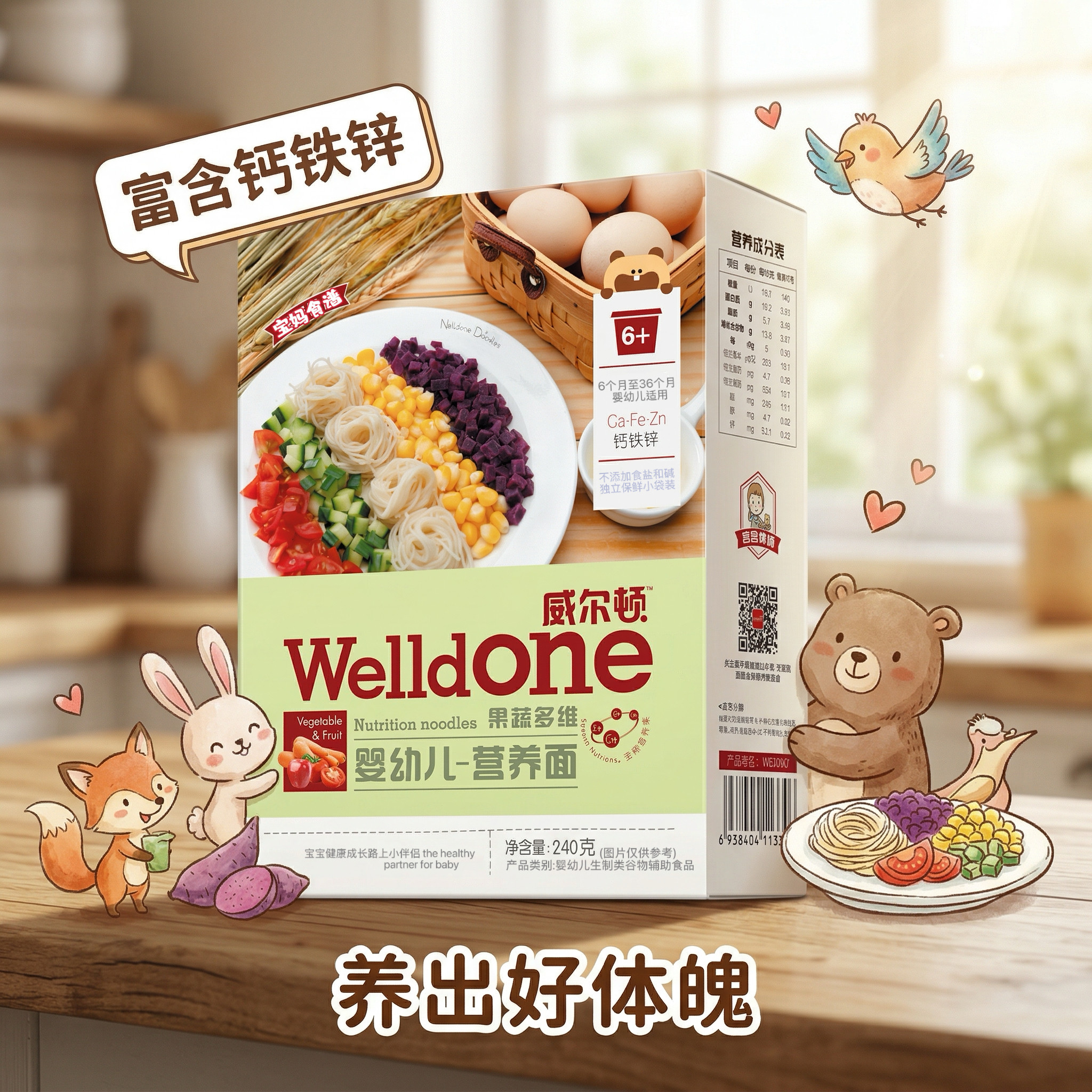 威尔顿婴幼儿面条富含钙铁锌无添加盐营养面条挂面宝宝辅食易消化