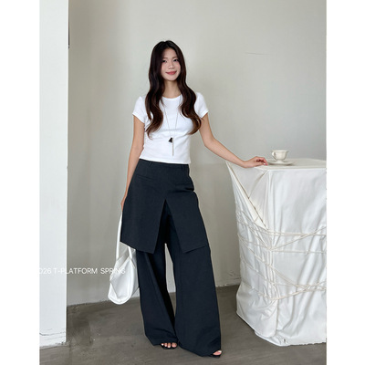 T-PLATFORM 2026早春新款开叉屁帘设计感裤子小众穿搭休闲裤16125
