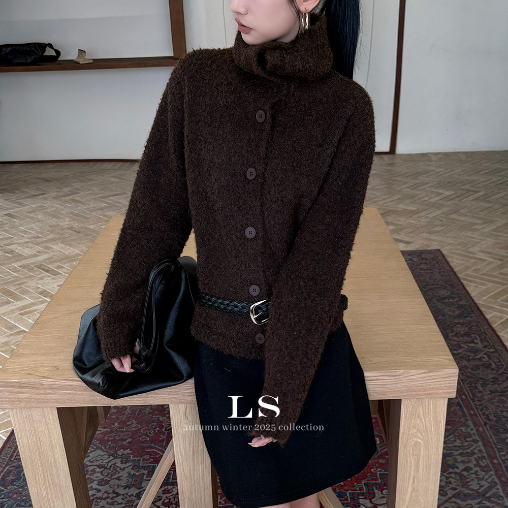 【LS新品牌】黑标极简大牌 秋冬上新极简通勤时尚翻领毛衣女LA120