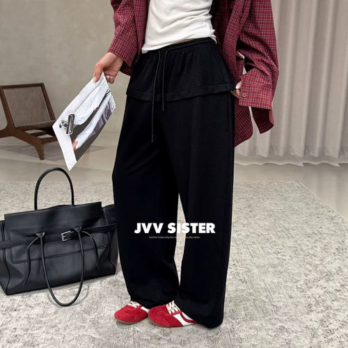 JVV十三行2026秋季新款双层腰头设计感长裤百搭休闲卫裤女潮20993