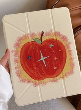 红色苹果烟花适用苹果iPad7/8/9保护套iPad11代亚克力平板壳A16带笔槽Y折稳固支撑平板10.2寸ipad壳pro11寸壳