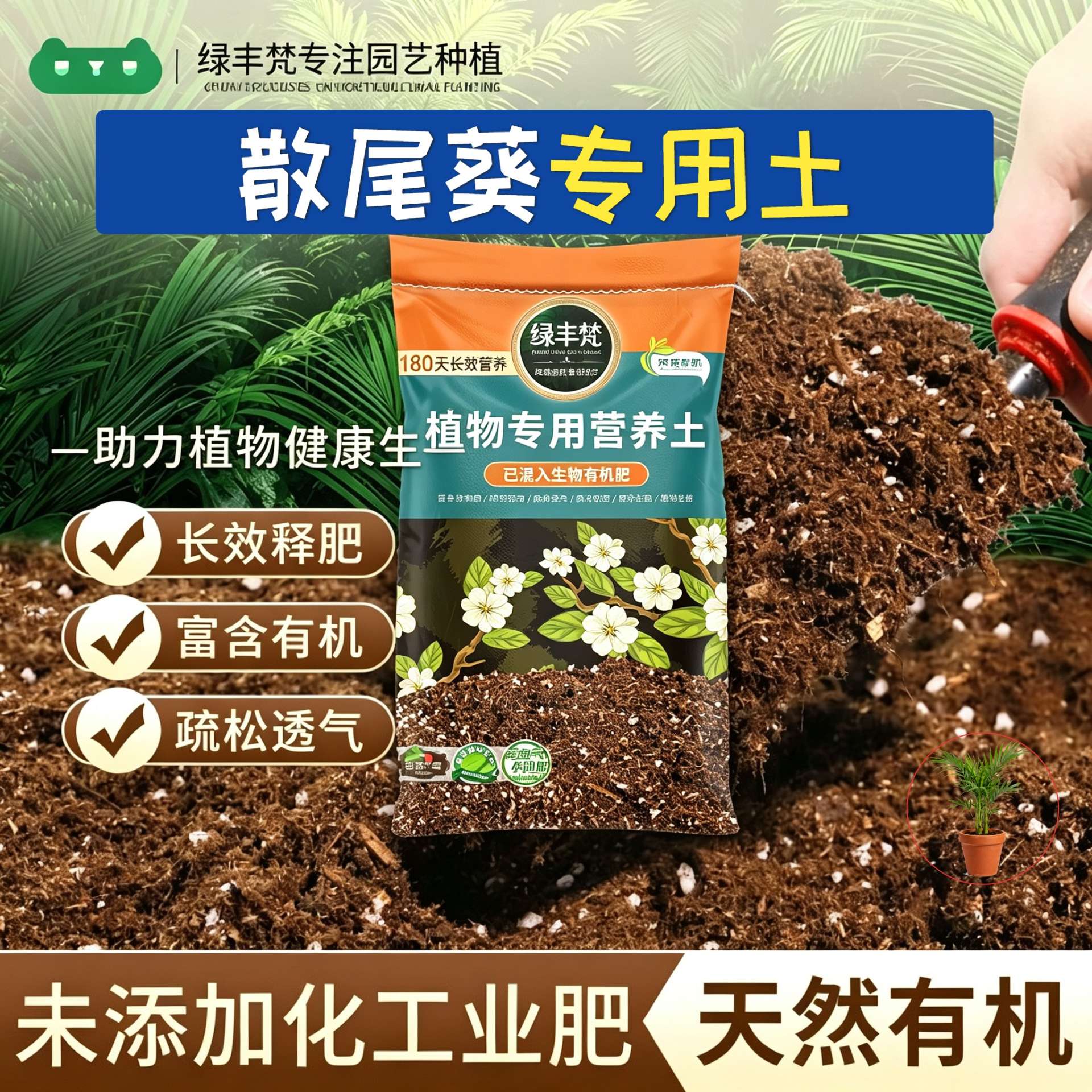 散尾葵适用花土防烂根嫁接盆栽土温和不烧根保护根系家用装球根