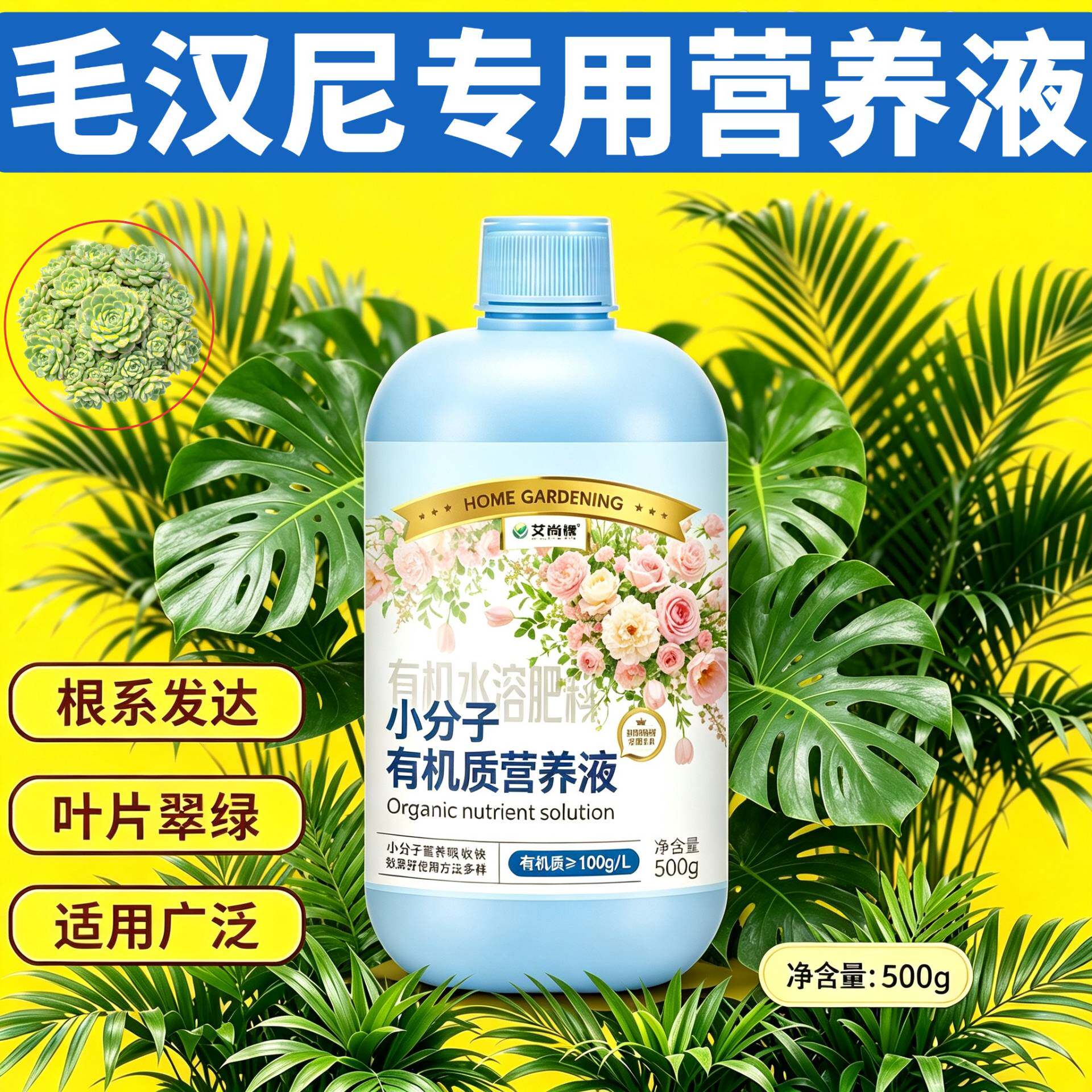 毛汉尼专用有机营养液浓缩高效园艺家用叶绿花艳壮根促长兑水即用