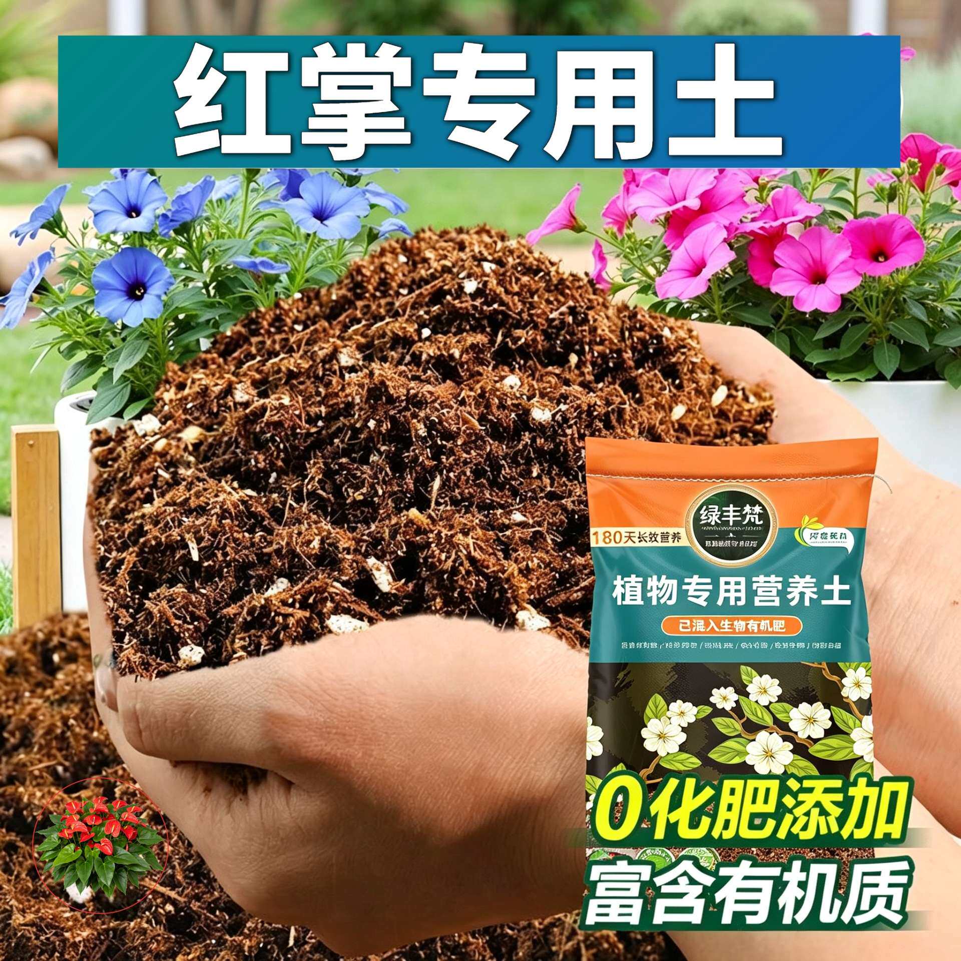 红掌适用花泥配比均衡绿植营养土原料甄选防徒长开袋即用球根观叶
