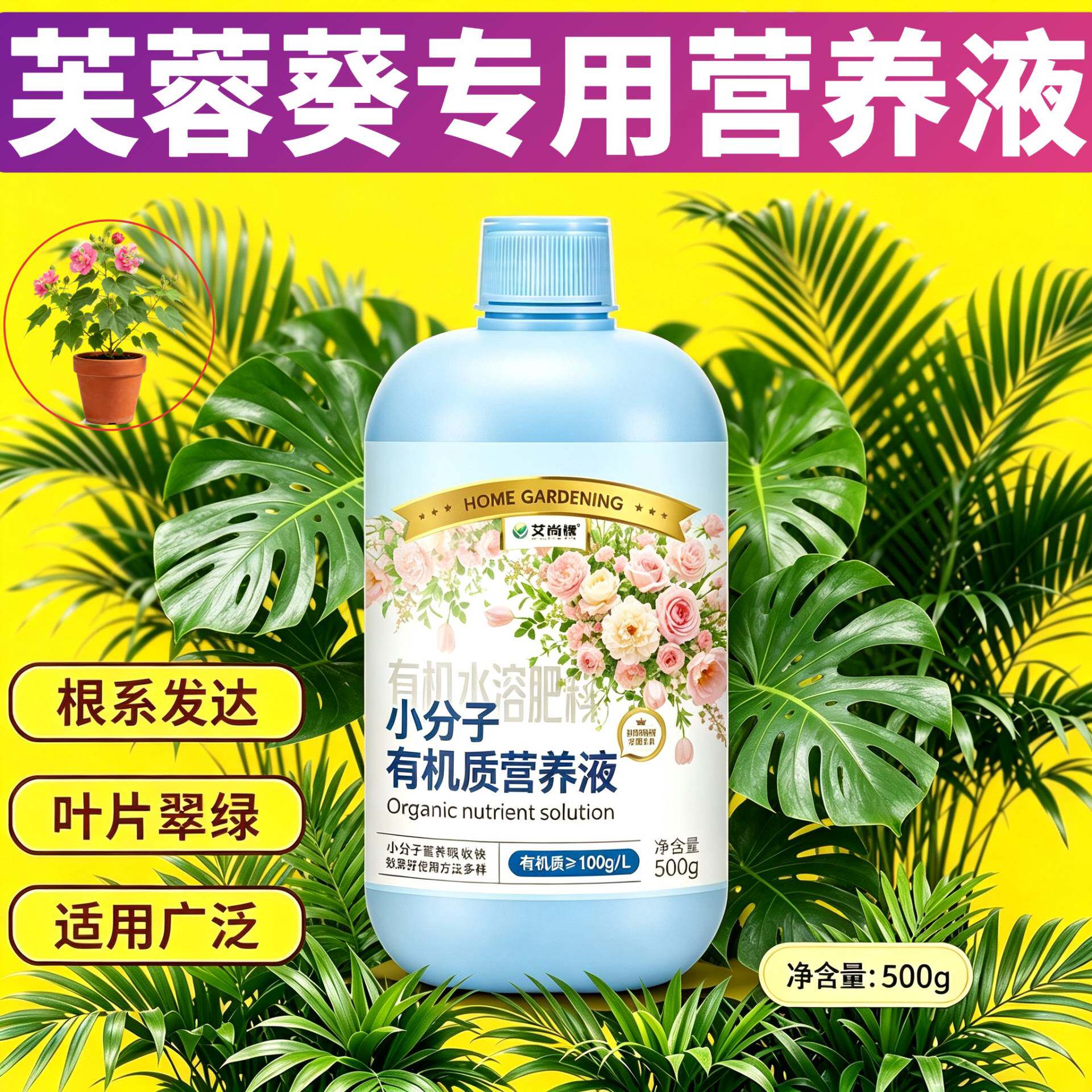 芙蓉葵专用观花型营养液兑水即用浓缩高效园艺小分子有机质水溶肥