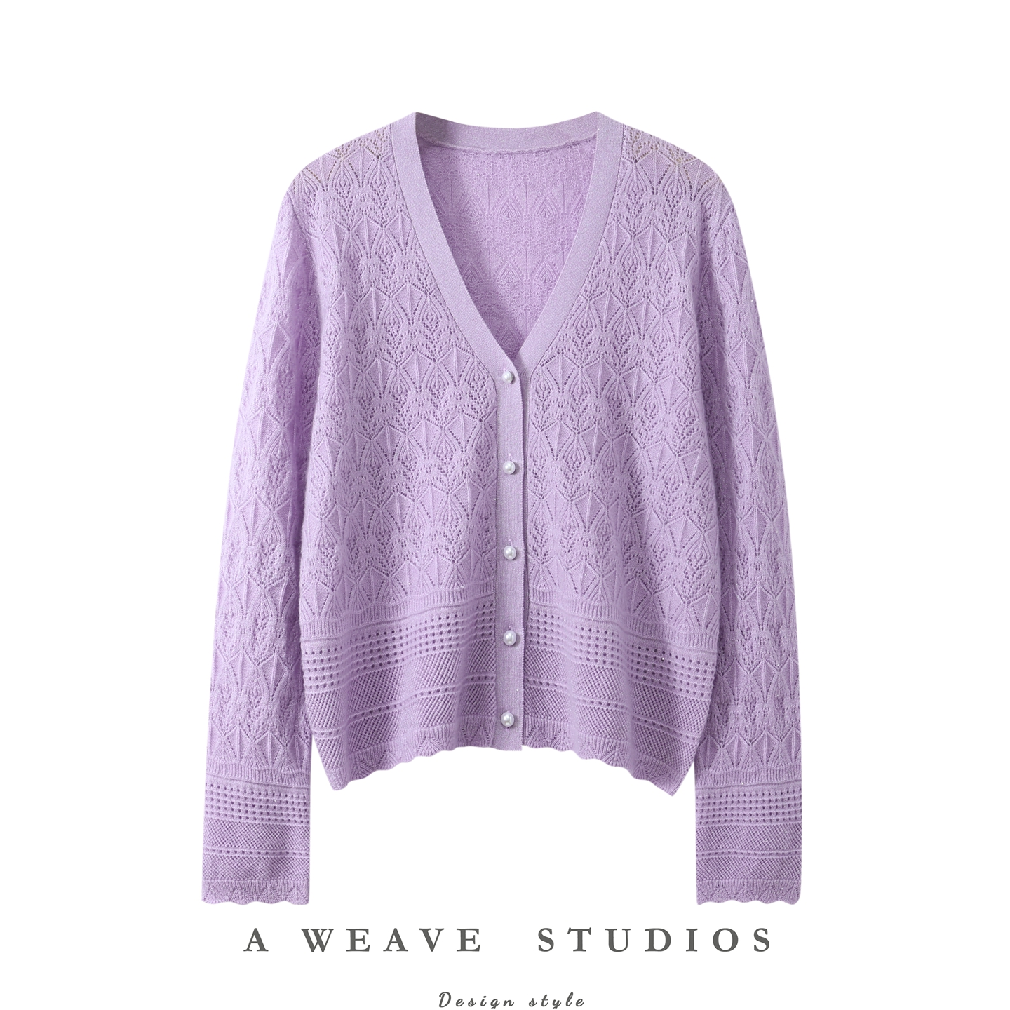 好看穿搭v领镂空山羊绒开衫女