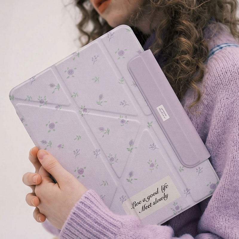 【3+y折带搭扣】紫色碎花适用ipadair7保护套第11代小米平板8pro11壳oppo5素雅vivo4华为matepad11.5s无笔槽6,3C数码配件,平板电脑保护套/壳,淘宝优惠券,粉丝福利购,淘宝优惠卷