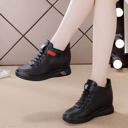 内增高女鞋真皮小白鞋