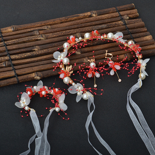 儿童发饰走秀头花森系花环红色头饰发带韩国公主百搭女童饰品演出