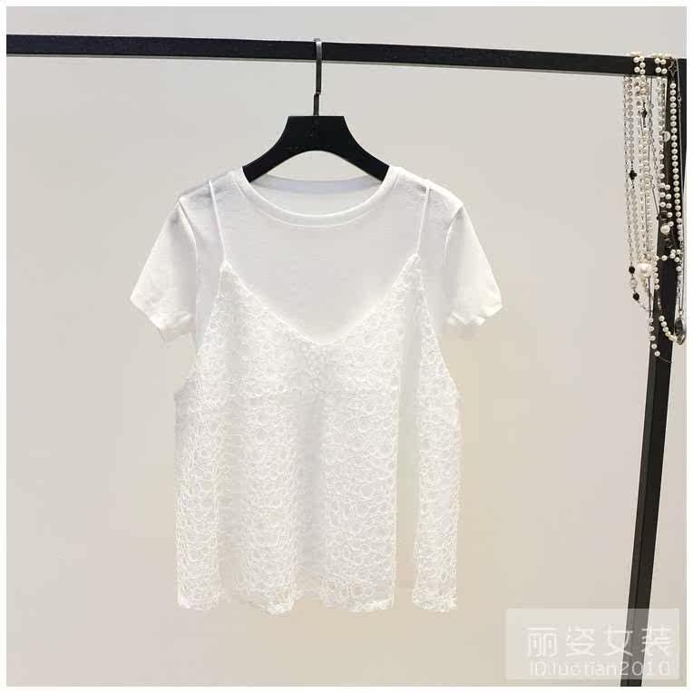 Korean Edition fashion Lace camisole T-shirts Short sleeved Self cultivation Primer T-shirt Two piece set summer Baby unlined upper garment jacketin the Women's clothing/Boutique , T-shirt  category - from Buy2taobao.com to provide professional Taobao agent buy service