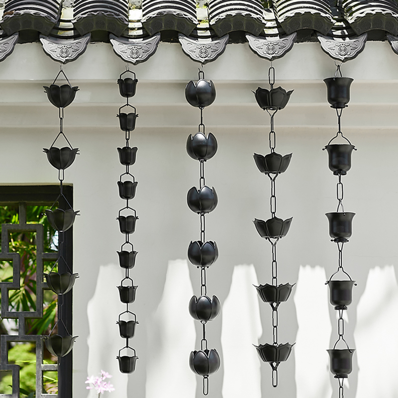 黑色天沟紫铜做旧雨水链