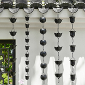 黑色睡莲雨链雨水链中式 庭院屋檐排水链民宿天沟引水链景观落水链