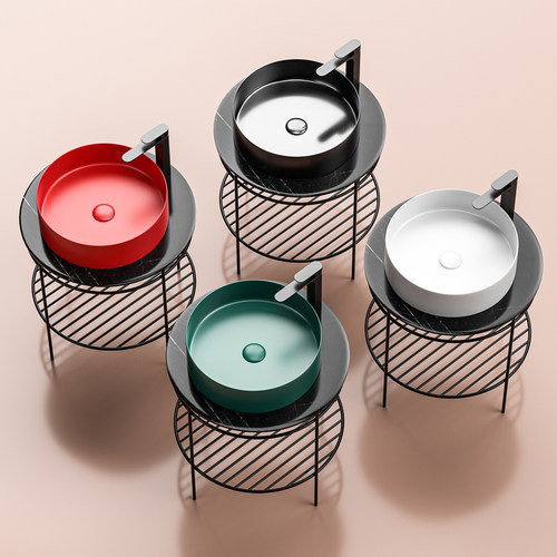 金色轻奢风一体洗手盆单盆洗漱盆