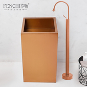 芬驰 艺术盆304不锈钢立柱盆洗脸盆 简奢玫瑰金洗手台一体落地式