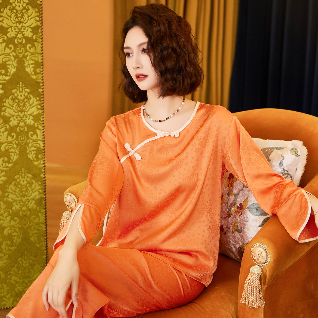 2026新款春秋季冰丝绸睡衣女款中式高级感家居服春款套装