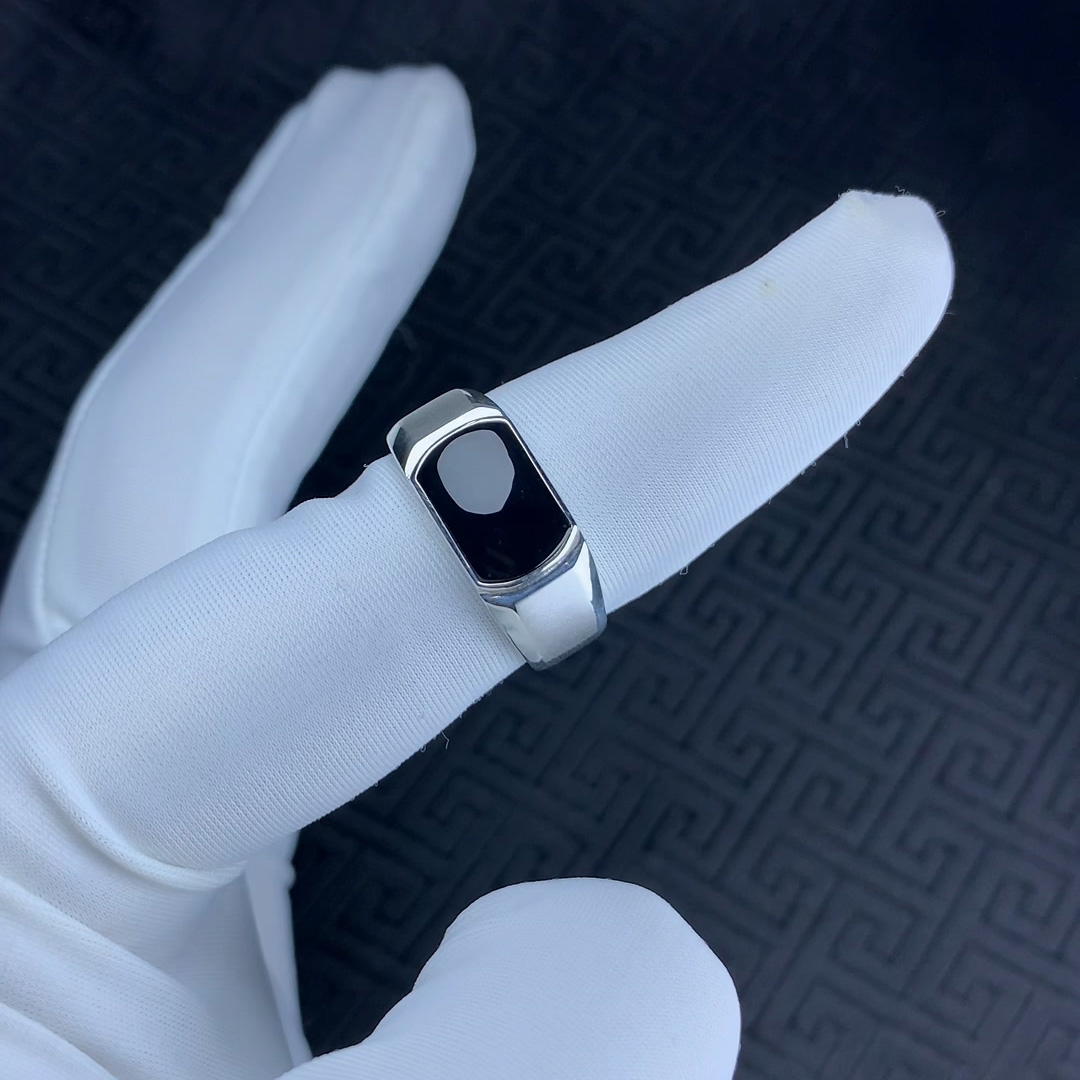 订做！18k金墨翠翡翠马鞍戒指 男士 女士戒指 高端简约大气奢华