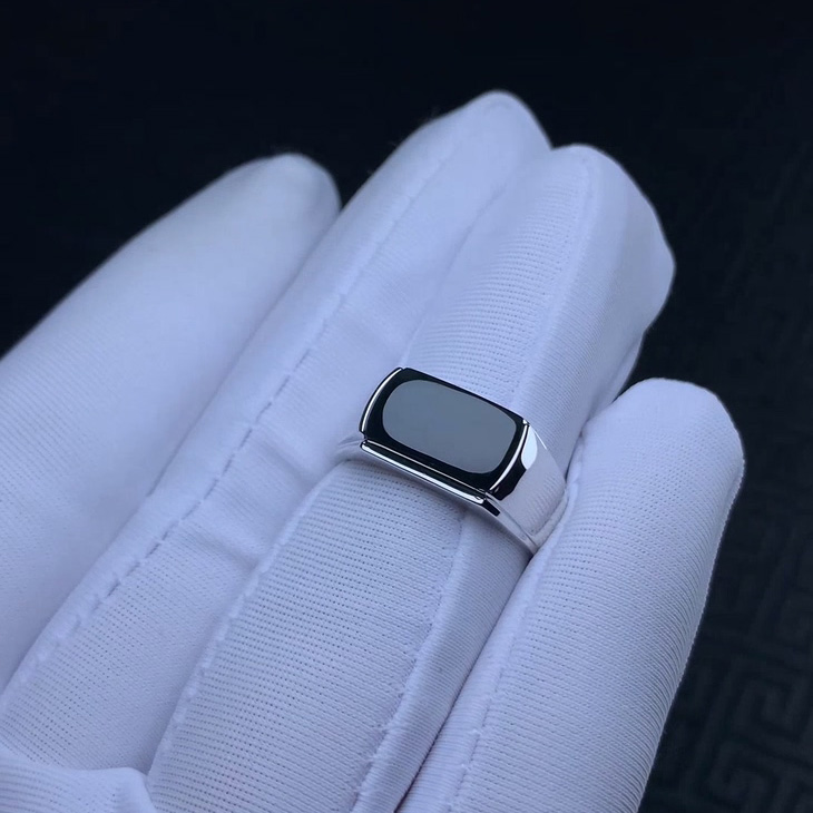 订做！18k金墨翠翡翠马鞍戒指 男士 女士戒指 高端简约大气奢华