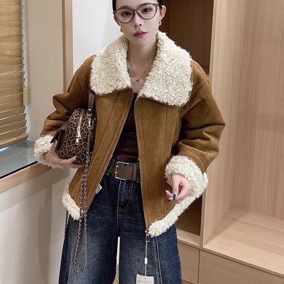 清仓特价皮毛一体保暖羊羔毛外套