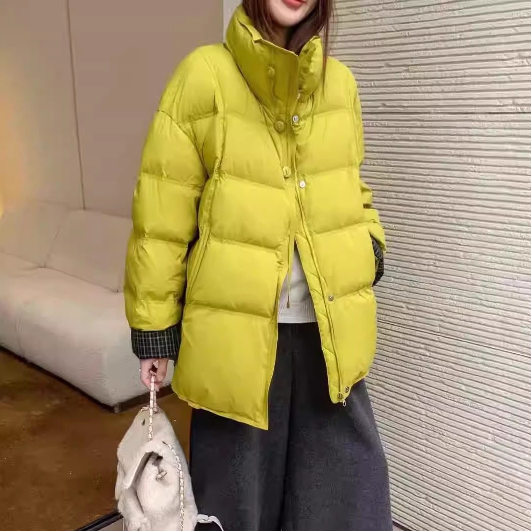中长款90白鸭绒羽绒服女立领外套