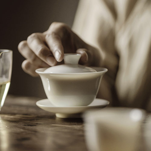 手工薄胎三才盖碗茶杯