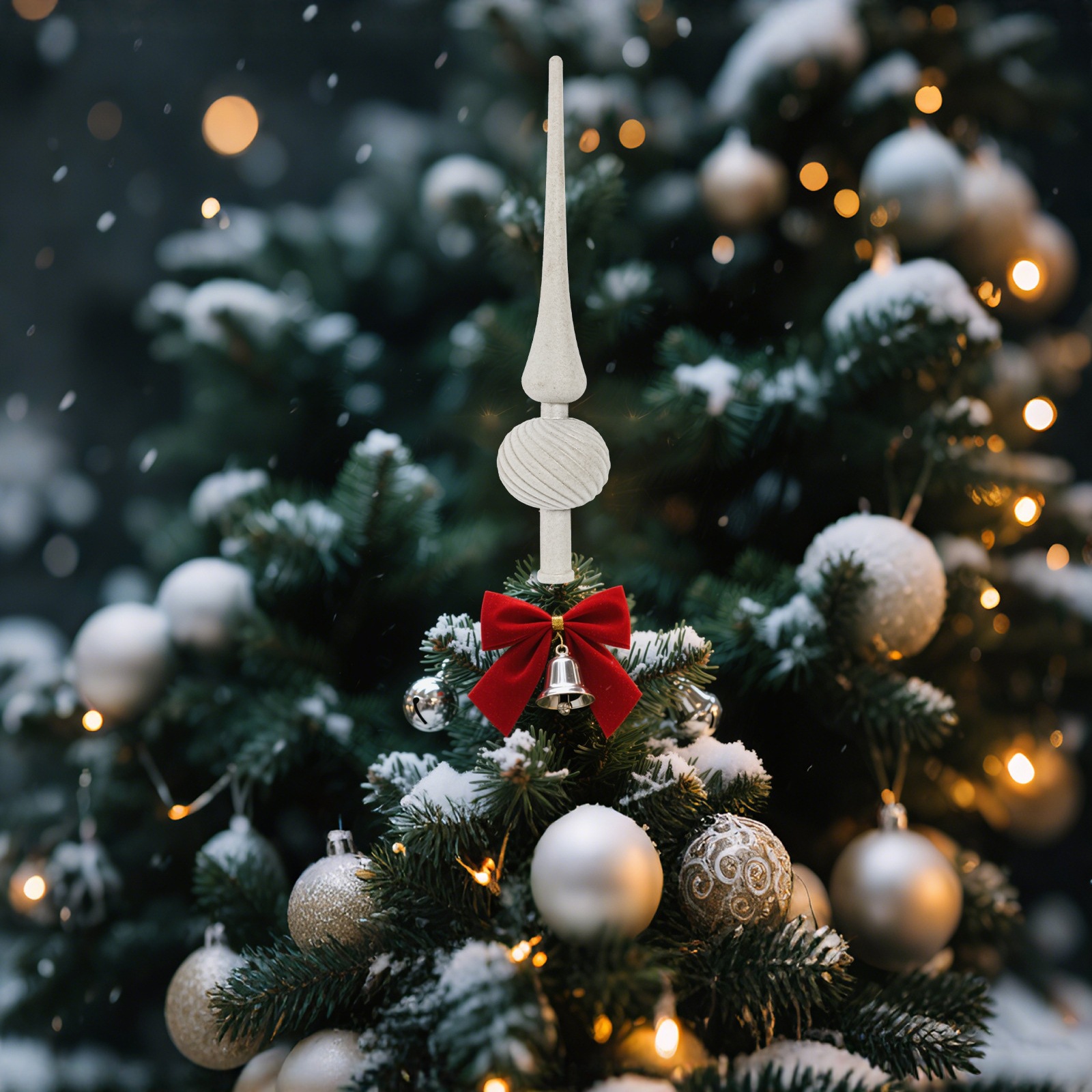 跨境新款树顶星塑料植绒葫芦圣诞树顶部装饰道具长尖形圣诞工艺品