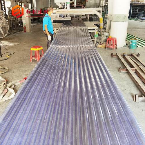 FRP采光瓦透明厂房顶棚阳光棚波浪瓦840型养殖温室大棚PC梯形瓦