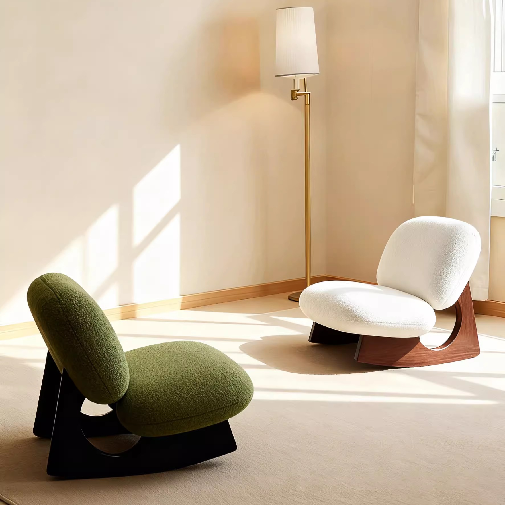 中古风实木懒人摇摇椅设计师款