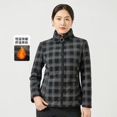 格子长袖 香沐兰2026年中老年妈妈棉衣外套洋气秋冬款 大码 上衣女