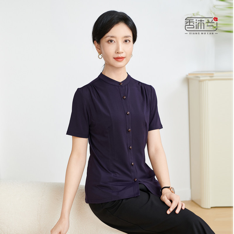 精致妈妈装夏季短袖衬衫图片