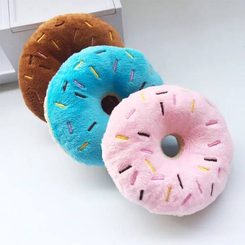Soft Dog Donuts Plush Pet Dog Toys For Dogs Chew Toy Cute Pu