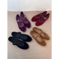 Velvet Mary Jane Shoes for Women Hand Stitch Casual Streetwe thumbnail 8