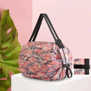 Waterproof One Shoulder 1pc Foldable Camo Bag Shopping Pink