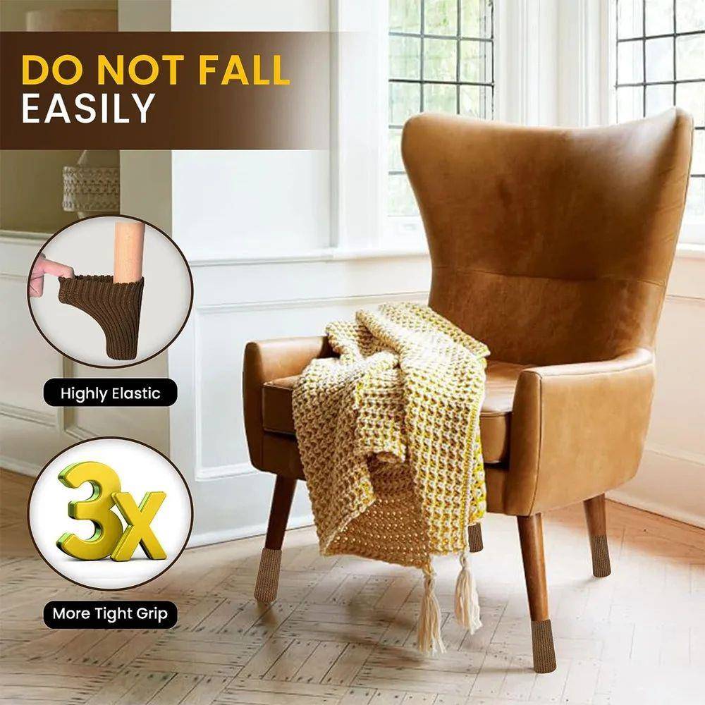 4PCS Knitted Chair Leg Silent ProtectBBUion Cover Door Handl