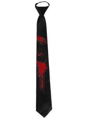 Halloween Bloodstained Black Tie Prop万圣节血迹黑色领带道具