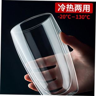 Coffee Cup Handle glass 杯子 Double mug resistant Water Heat