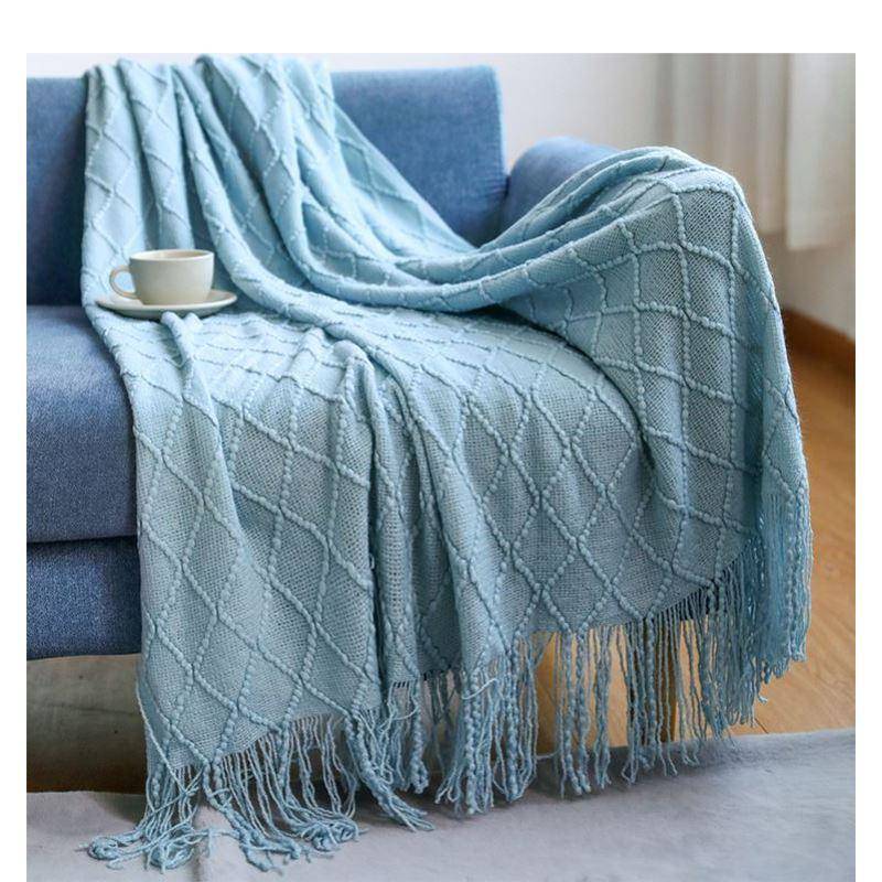 Knitted blanket, sofa blanket, blanket, tassel nap blank