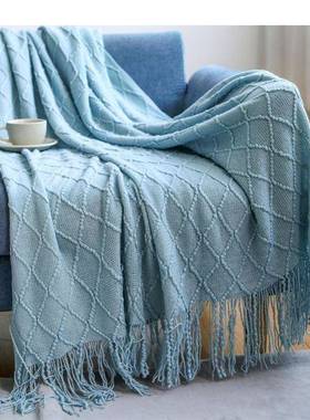 Knitted blanket, sofa blanket, blanket, tassel nap blank