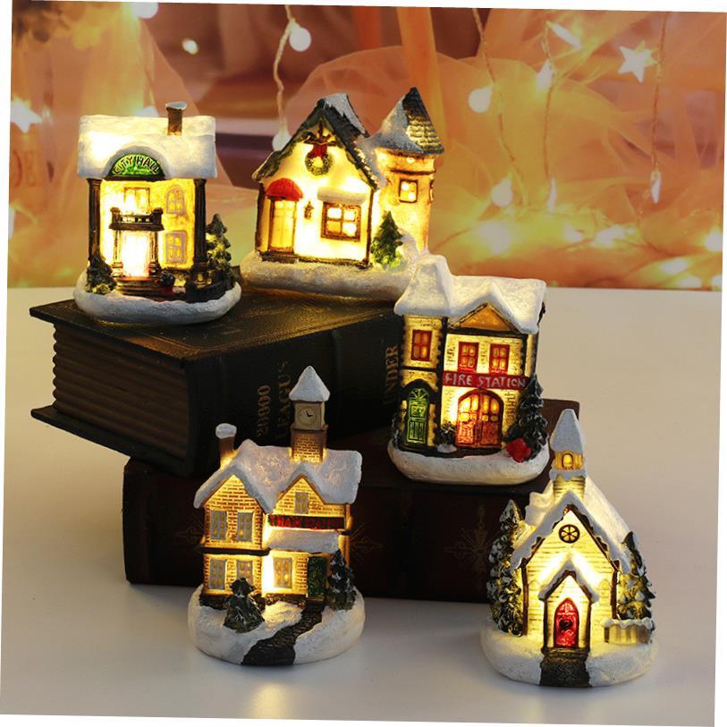 Christmas Decorations Resin Small House Micro Landscape Resi