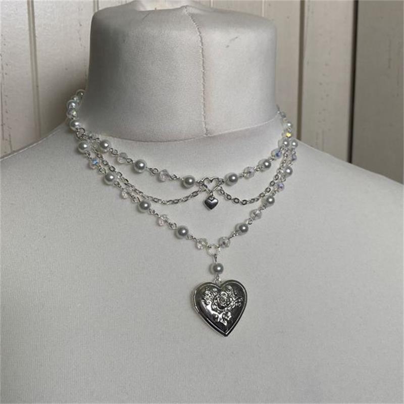 Pearls Butterfly Heart Fairycore Choker NecklacePixie Fairyc