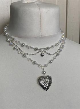 Pearls Butterfly Heart Fairycore Choker NecklacePixie Fairyc