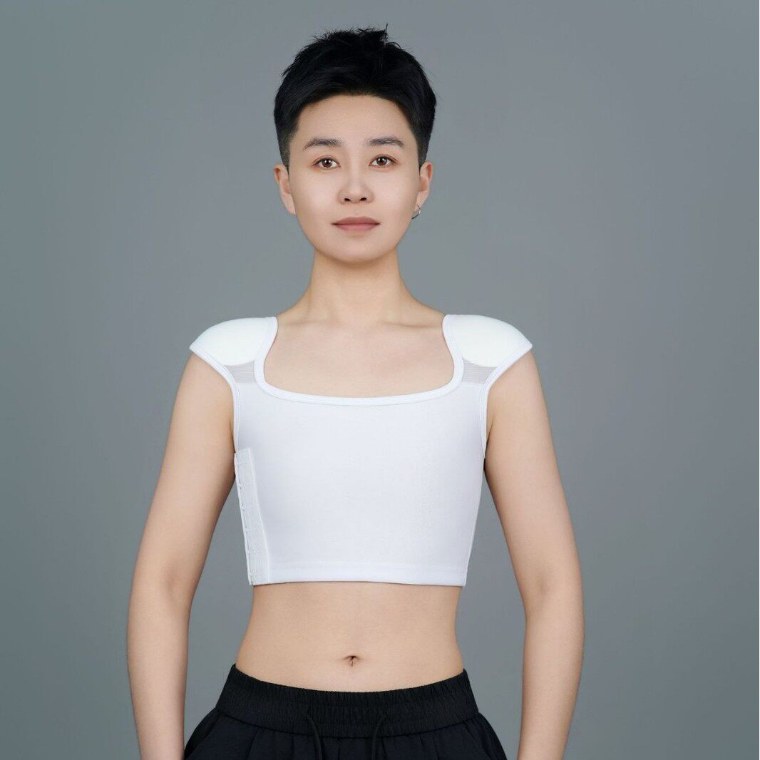 垫肩侧扣束胸内衣大胸显小运动抹胸学生塑胸cos运动背心中性新款