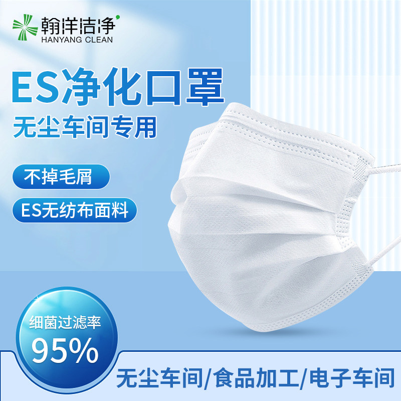 翰洋洁净es净化口罩多层 工厂无尘车间洁净室防护 不起毛无纺布