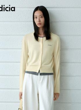 indicia标记商场同款25春新款简约撞色假两件针织衫 F2A5KS010C