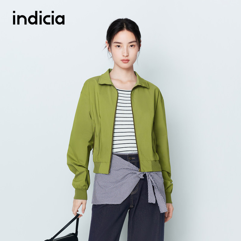 indicia标记商场同款26春季新款女装绿色短款外套上衣L2A6WT028
