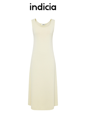 indicia标记商场同款春秋纯色U领无袖背心连衣裙女装6A403LQ183C