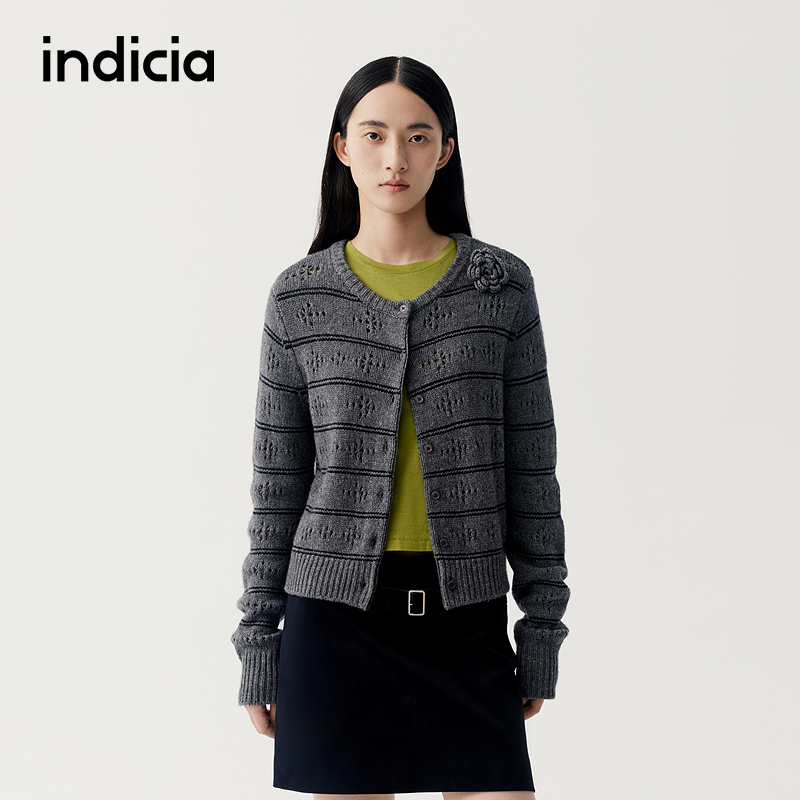indicia标记商场同款2025秋冬季新款女装针织衫开衫F2C5KS381F